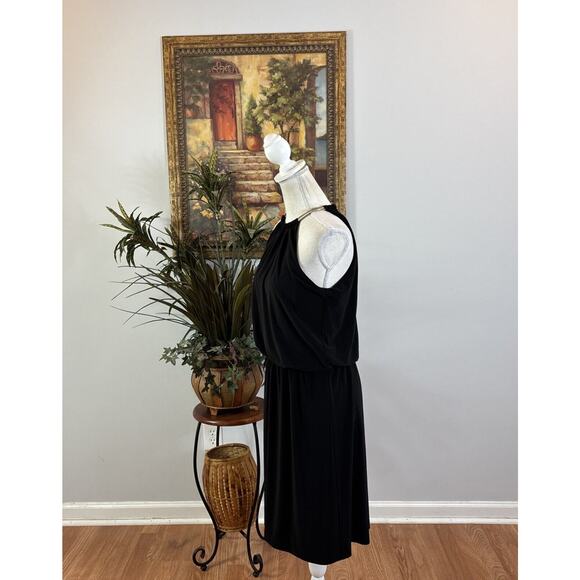 JBS Cocktail Dress Women's Large Black Halter Choker Hardware Sleeveless Lined - Picture 3 of 11